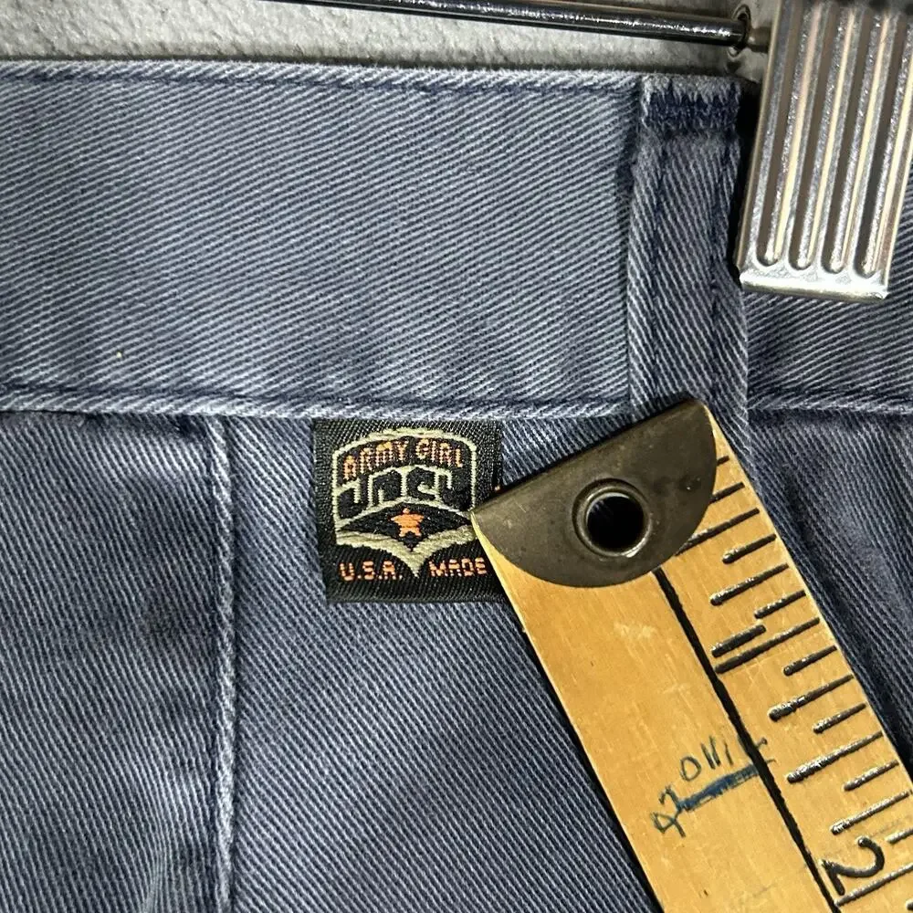 VTG 90s Y2K JNCO Girlie Stuff Cotton Navy Blue Army Pants Sz 3 1267 Uniform